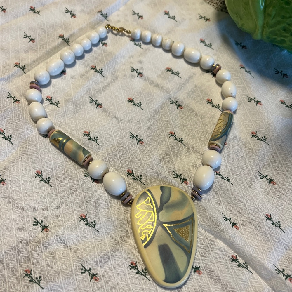 Vintage Japan Beaded Watercolor Necklace